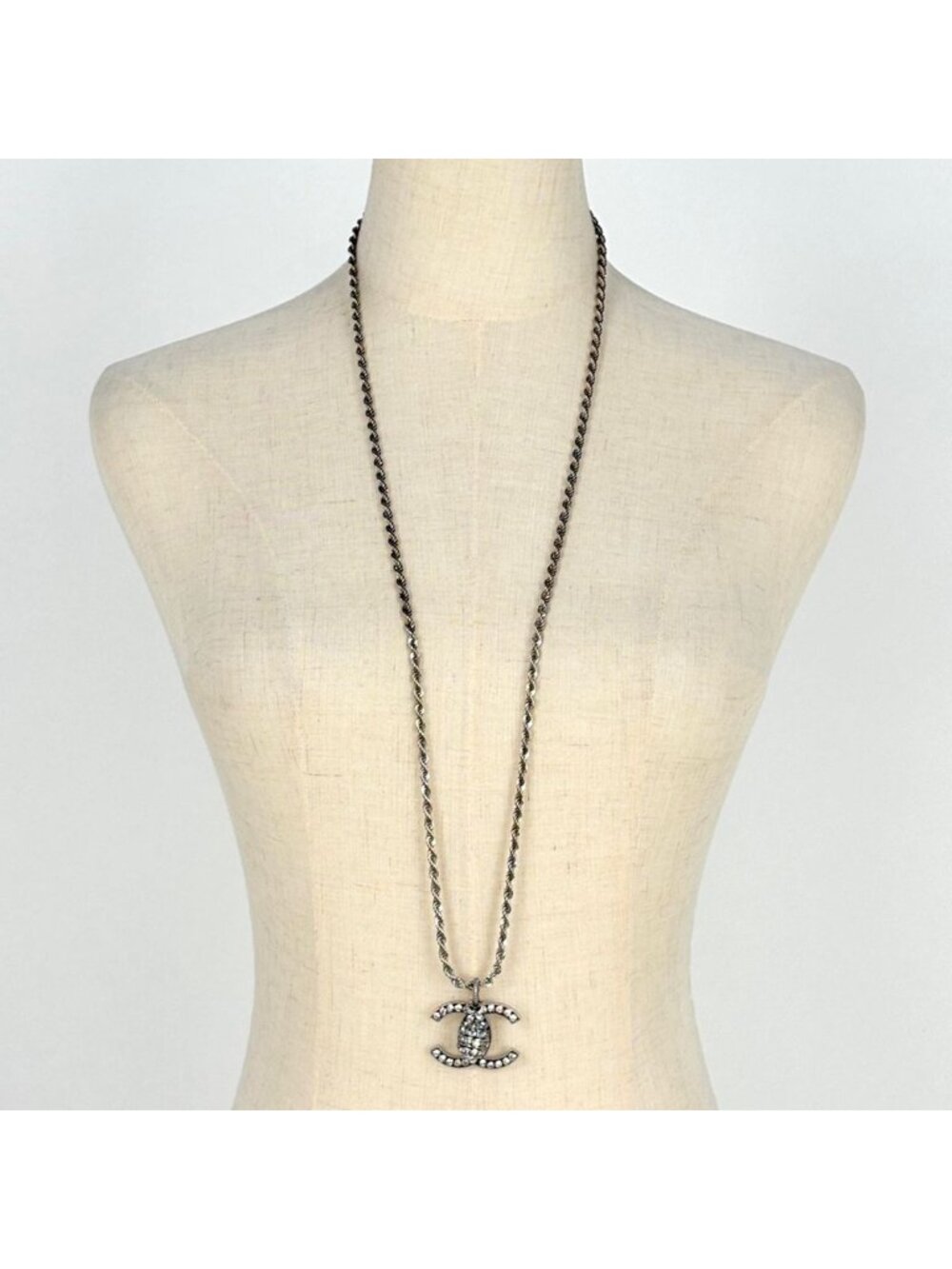 Chanel CC Logo Line Necklace Silver Plating - Picture 5 of 5